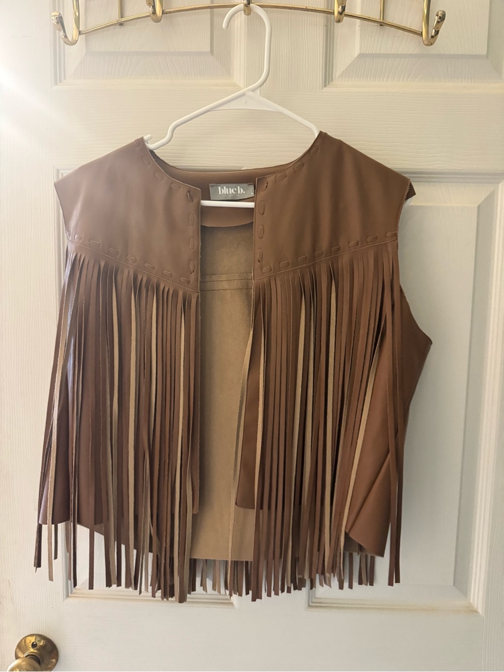 Blue B. Brown Faux Leather Fringe Vest - Women's